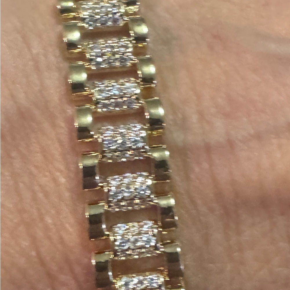Elegant Gold and CZ RolX link  Bracelet